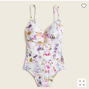 Flora Obscura X J.Crew strappy-back plunge one-piece in kaleidoscope floral